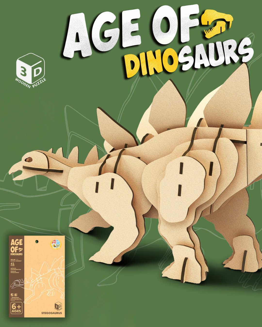 AGE OF DINOSAURS: 3D Lesena Sestavljanka - Stegosaurus