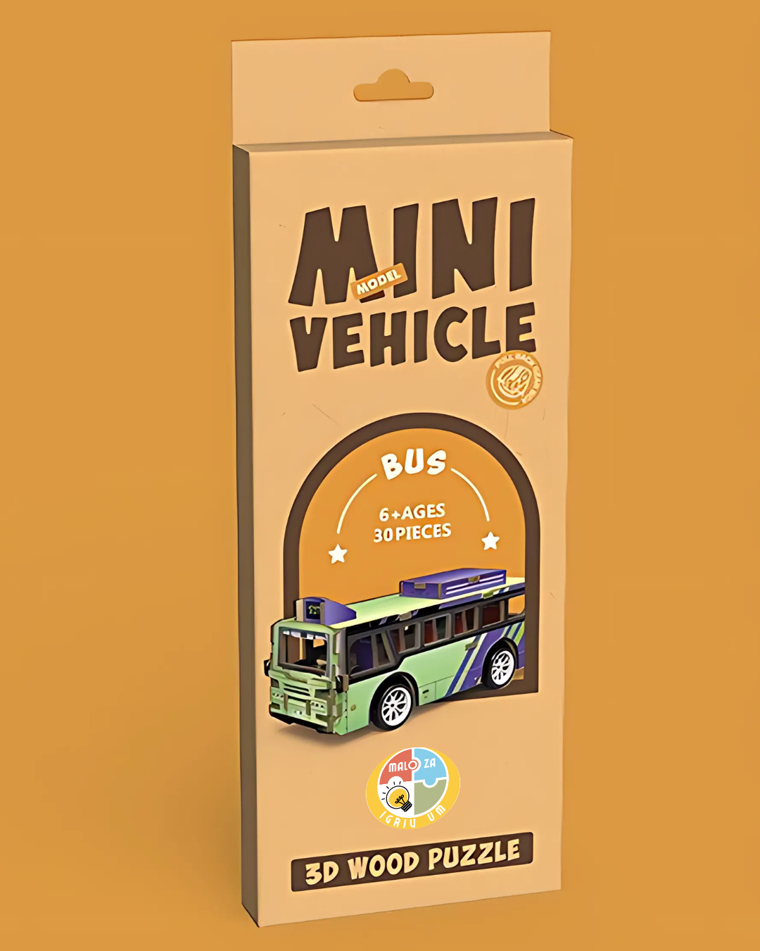 MINI VEHICLE: 3D Lesena Sestavljanka - Avtobus
