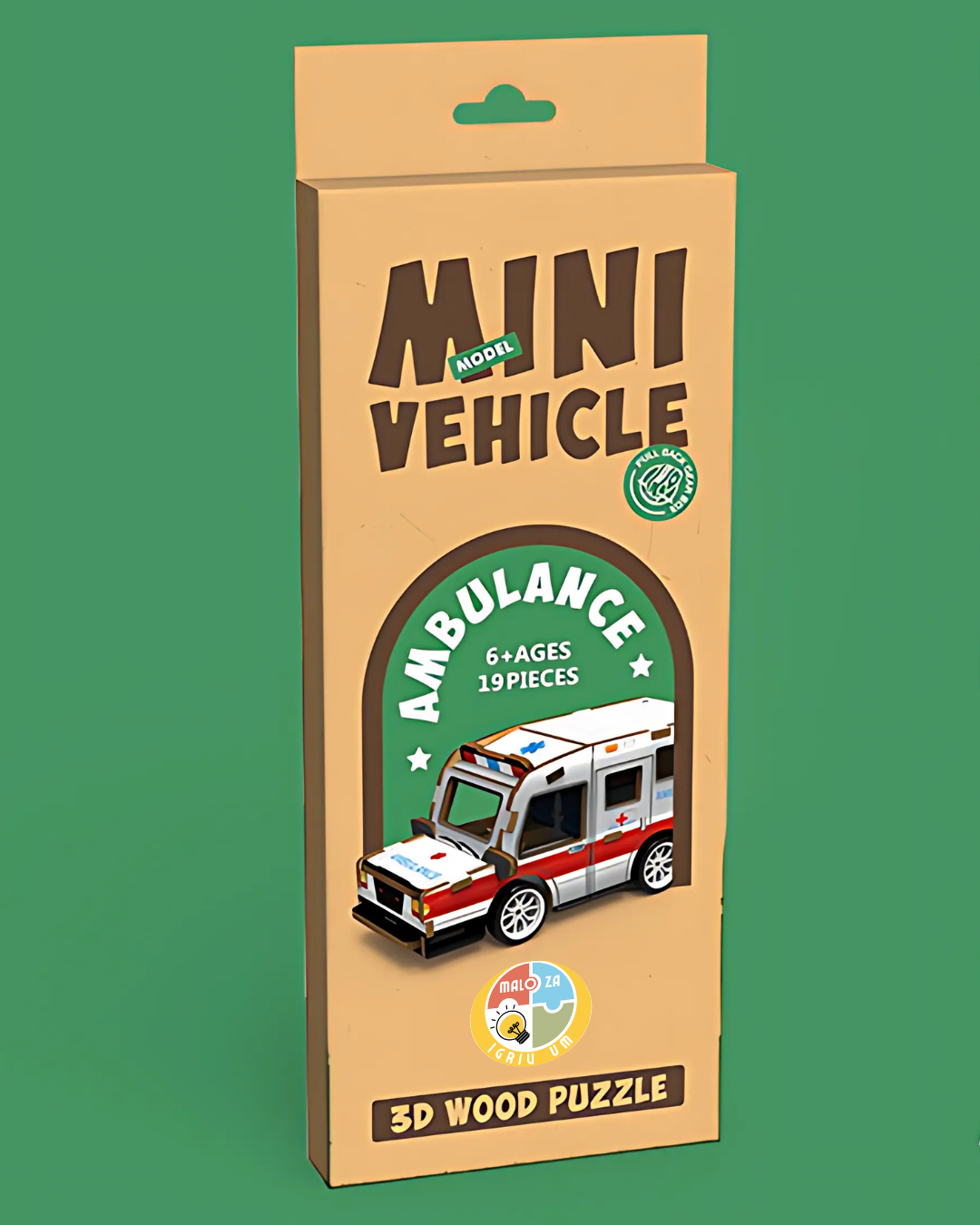 MINI VEHICLE: 3D Lesena Sestavljanka - Rešilec