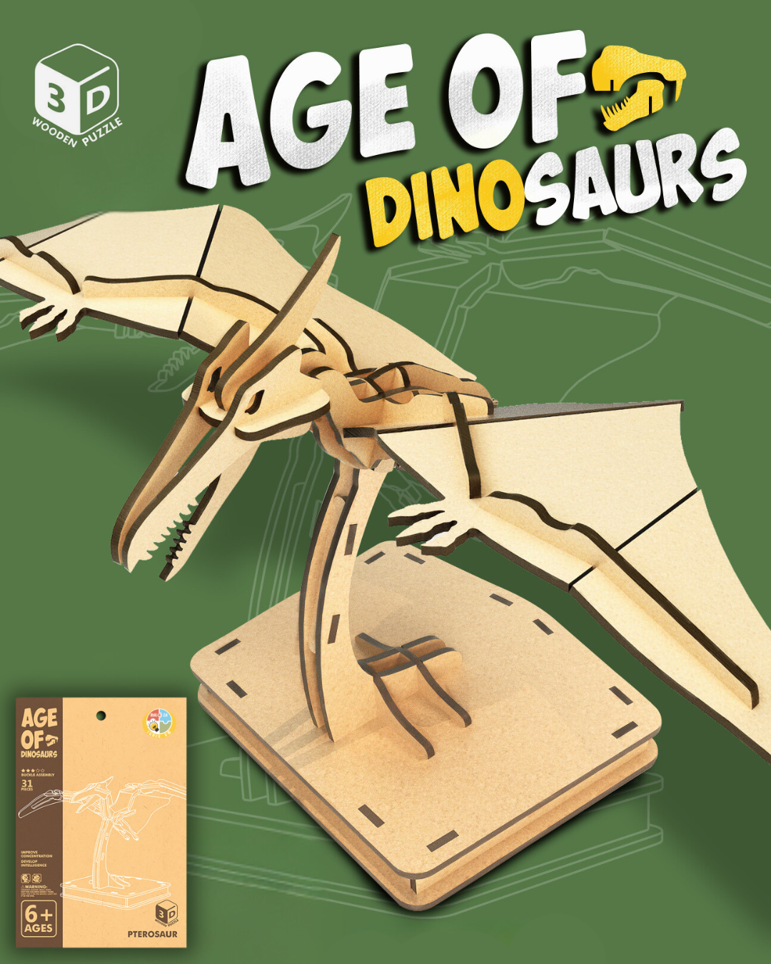 AGE OF DINOSAURS: 3D Lesena Sestavljanka - Pterosaur