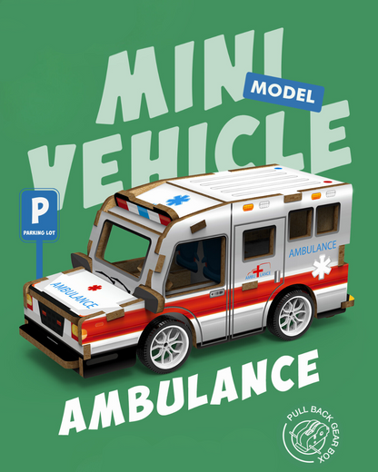 MINI VEHICLE: 3D Lesena Sestavljanka - Rešilec