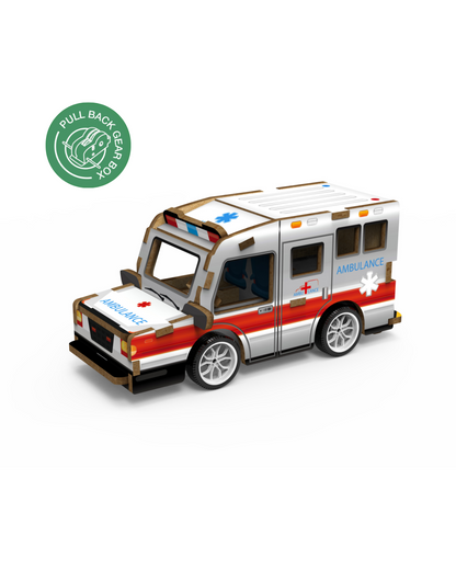 MINI VEHICLE: 3D Lesena Sestavljanka - Rešilec