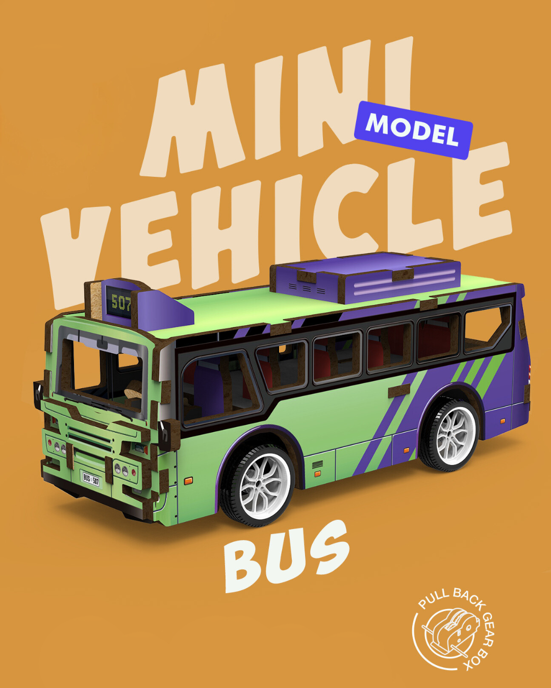 MINI VEHICLE: 3D Lesena Sestavljanka - Avtobus