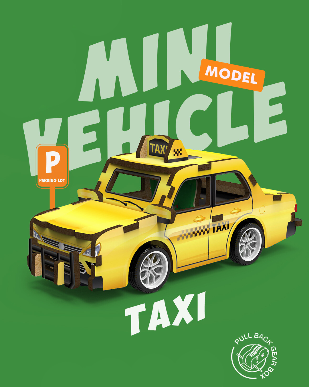 MINI VEHICLE: 3D Lesena Sestavljanka - Taksi