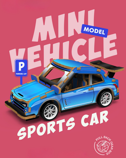 MINI VEHICLE: 3D Lesena Sestavljanka - Športni