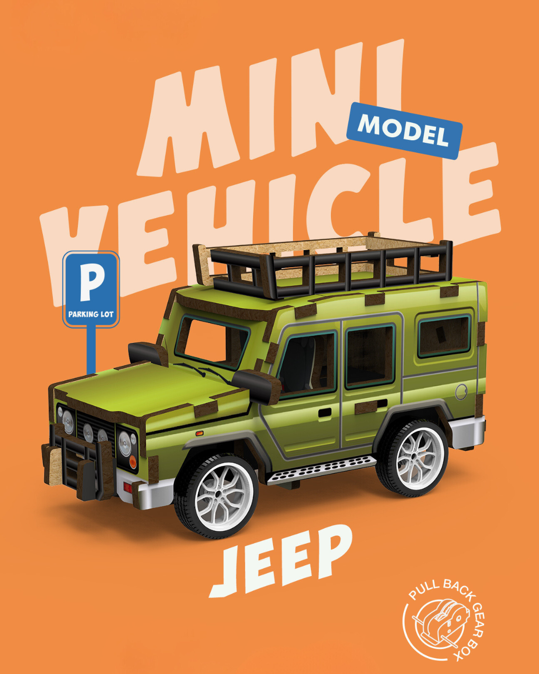 MINI VEHICLE: 3D Lesena Sestavljanka - Terenec