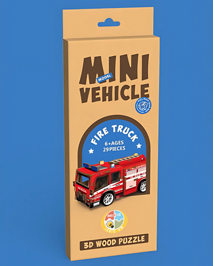 MINI VEHICLE: 3D Lesena Sestavljanka - Gasilec